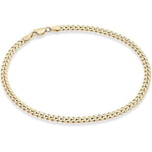 Miabella Italian 925 Sterling Silver Cuban Link Chain Anklet - Gold, 11 inches